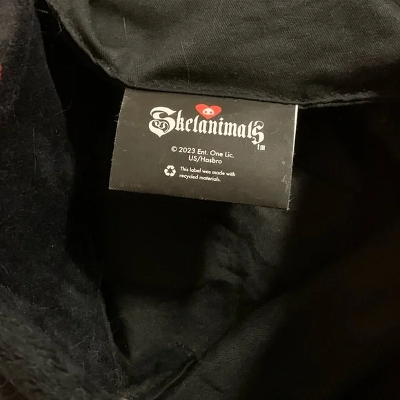 Skelanimal Black Tote Bag with White Skull and Red straps - Picture 6 of 6